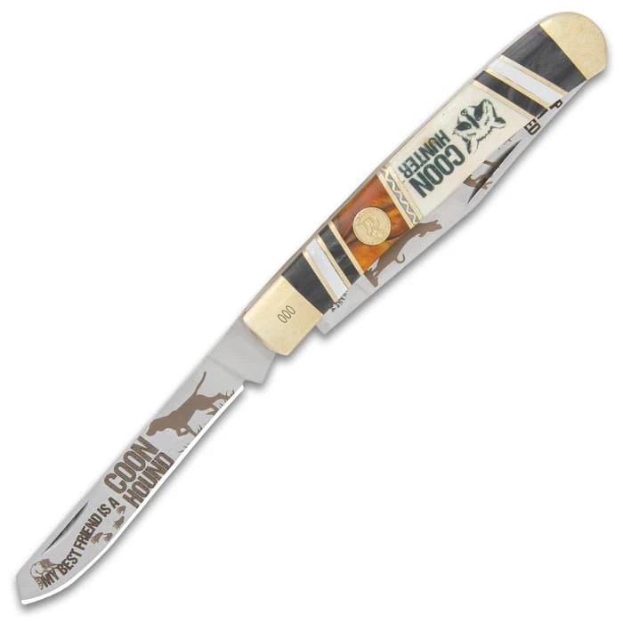 Kissing Crane Coon Hunter Trapper Pocket Knife - Stainless Steel Blades, Wood And Glass, Handle Scales, Nickel Silver Bolsters 4 Kissing Crane Coon Hunter Trapper Pocket Knife - Stainless Steel Blades, Wood And Glass, Handle Scales, Nickel Silver Bolsters - Image 4