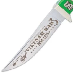 Kissing Crane Vietnam Fixed Blade Knife With Sheath - Stainless Steel Blade, Bone Handle, Brass Guard - Length - 7 3/4” 7 Kissing Crane Vietnam Fixed Blade Knife With Sheath - Stainless Steel Blade, Bone Handle, Brass Guard - Length - 7 3/4” -Knife Series Shop E19 KC5859