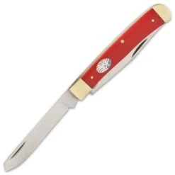 Kissing Crane Red American Series Trapper Knife - Stainless Steel Blades, G10 Handle Scales, Nickel Silver Bolsters -Knife Series Shop E19 KC5860