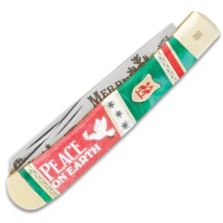 Kissing Crane 2022 Christmas Trapper Knife - Stainless Steel Blades, Bone Handle Scales, Nickel Silver Bolsters, Individually Serialized -Knife Series Shop E19 KC5876