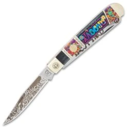 Kissing Crane Groovy Trapper Pocket Knife - Stainless Steel Blades, Bone And Acrylic Handle Scales, Nickel Silver Bolsters -Knife Series Shop E19 KC5884