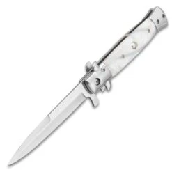 Kriegar German White Pearl Stiletto Knife - Stainless Steel Blade, Assisted Opening, Faux Pearl Handle, Stainless Bolsters And Pins 8 Kriegar German White Pearl Stiletto Knife - Stainless Steel Blade, Assisted Opening, Faux Pearl Handle, Stainless Bolsters And Pins -Knife Series Shop E19 KG222