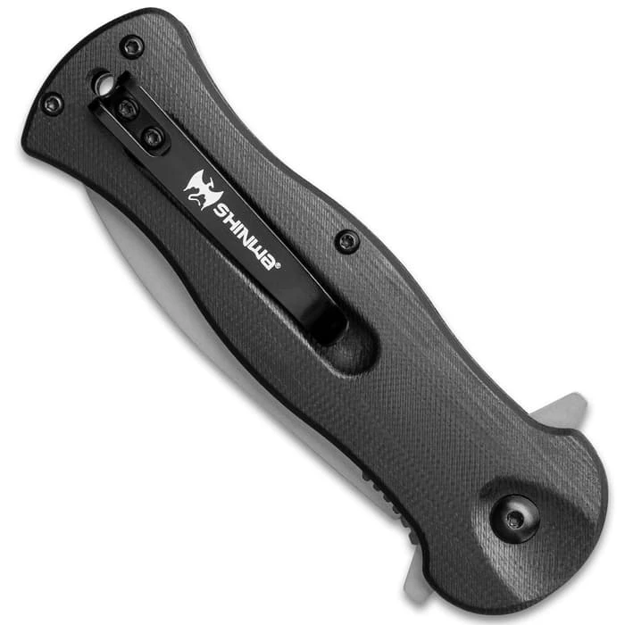 Shinwa Ganjo Black G10 Pocket Knife - 3Cr13 Stainless Steel Blade, Black G10 Handle Scales, Ball Bearing, Pocket Clip 4 Shinwa Ganjo Black G10 Pocket Knife - 3Cr13 Stainless Steel Blade, Black G10 Handle Scales, Ball Bearing, Pocket Clip - Image 4