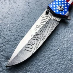 MTech "We The People" Assisted Opening Pocket Knife - US Constitution Blade Etching; US Flag Handle -Knife Series Shop E19 MC40788