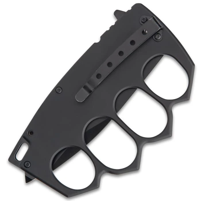 USMC Trench Folding Knuckle Knife - Stainless Steel Blade, TPU Handle, Glass Breaker Pommel, Pocket Clip - Closed 4 3/4” 4 USMC Trench Folding Knuckle Knife - Stainless Steel Blade, TPU Handle, Glass Breaker Pommel, Pocket Clip - Closed 4 3/4” - Image 4
