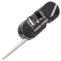 Sharpen It Up Knife Sharpener - TPU Housing, Ceramic, Tungsten Carbide, Diamond Tapered Rod, Lanyard Hole - Length 3 1/4” -Knife Series Shop E40 BK4612