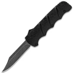 Black Jacket OTF Automatic Knife And Sheath - Stainless Steel Blade, Metal Alloy Handle, Pocket Clip - Length 8 3/4" -Knife Series Shop F04 VB1801