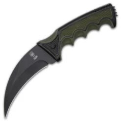 SOA® Battle Talon Karambit Knife And Sheath - 3Cr13 Stainless Steel Blade, Twice Injected TPU And Rubber Handle - Length 8 7/10” -Knife Series Shop F17 BK5699