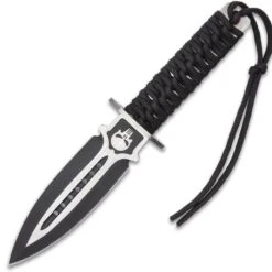 Skull Dagger And Sheath - 3Cr13 Stainless Steel Blade, Nylon Rope Wrapped Stainless Steel Handle - Length 9” 9 Skull Dagger And Sheath - 3Cr13 Stainless Steel Blade, Nylon Rope Wrapped Stainless Steel Handle - Length 9” -Knife Series Shop F17 BK5716