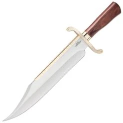 Gil Hibben Old West Bowie Knife - Bloodwood Edition - Stainless Steel Blade, Wooden Handle, Gold-Plated Guard, Leather Sheath - Length 20 1/2” -Knife Series Shop F17 GH5069