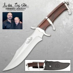 Hibben Darkwood Legacy III Fighter Knife With Sheath - 5Cr15 Stainless Steel Blade, Premium Wooden Handle - Length 12 1/2” -Knife Series Shop F17 GH5090