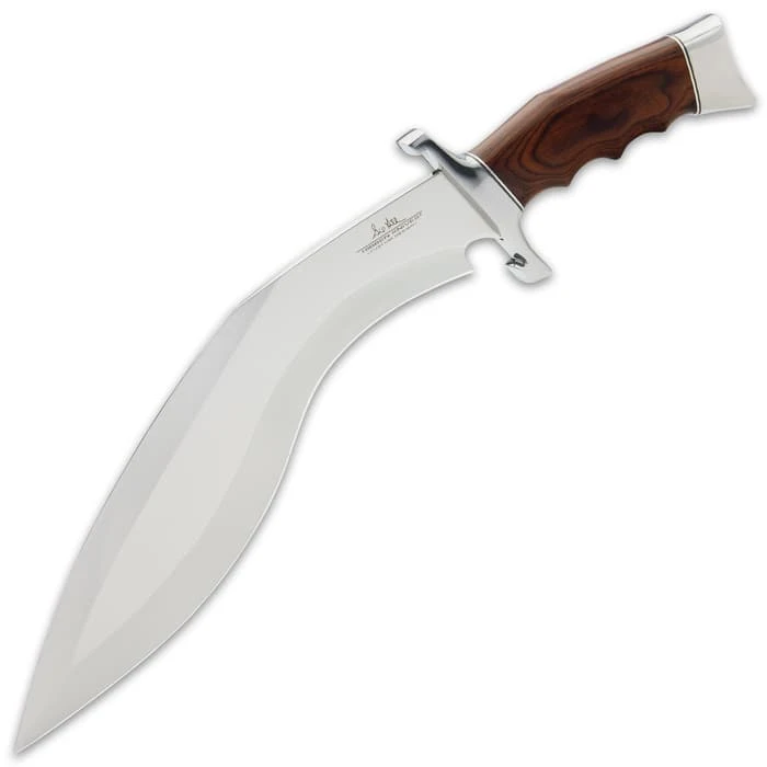 Hibben Kukri Fighter Knife And Sheath - 5Cr15MoV Steel Blade, Pakkawood Handle, Chrome-Plated Metal Guard And Pommel - Length 17 3/8” 5 Hibben Kukri Fighter Knife And Sheath - 5Cr15MoV Steel Blade, Pakkawood Handle, Chrome-Plated Metal Guard And Pommel - Length 17 3/8” - Image 5