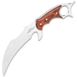 Gil Hibben Bloodwood Karambit With Sheath - 5Cr15MoV Stainless Steel Blade, Wooden Handle Scales - Length 9 1/4” -Knife Series Shop F17 GH5099