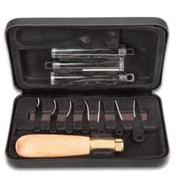 Schrade Uncle Henry Wood Carving Kit - 65Mn High Carbon Steel Blades, Wooden Handle, Brass Jaw Chucking System -Knife Series Shop F17 SCH22UH