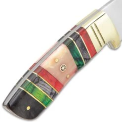 Timber Wolf Emerald Isle Knife With Sheath - Stainless Steel Blade, Full-Tang, Bone And Wood Handle, Brass Bolster - Length 9” -Knife Series Shop F17 TW1035