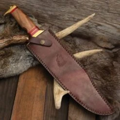 Timber Wolf Canberra Bowie Knife And Sheath - Stainless Steel Blade, Wooden Handle, Brass Pommel And Guard - Length 17” -Knife Series Shop F17 TW1046
