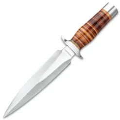 Timber Wolf Leather Fighter Dagger With Sheath - Stainless Steel Blade, Banded Leather Handle, Stainless Steel Guard - Length 13” 9 Timber Wolf Leather Fighter Dagger With Sheath - Stainless Steel Blade, Banded Leather Handle, Stainless Steel Guard - Length 13” -Knife Series Shop F17 TW1052