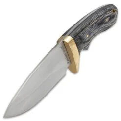 Timber Wolf Grey Skinner Knife And Sheath - Stainless Steel Blade, Pakkawood Handle Scales, Brass Half-Guard - Length 9” -Knife Series Shop F17 TW1202