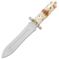 Timber Wolf Stag Stalker Dagger And Sheath - Stainless Steel Blade, Stag Bone Handle, Brass Guard And Pommel - Length 14” -Knife Series Shop F17 TW1267