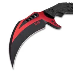 M48 Red Liberator Falcon Karambit And Sheath - Cast Stainless Steel Blade, Injection Molded Nylon Handle - Length 10” -Knife Series Shop F17 UC3334RD