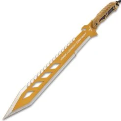 USMC Desert OPS Sawback Machete With Sheath - Stainless Steel Blade, Non-Reflective Coating, ABS Handle - Length 24” -Knife Series Shop F17 UC3377