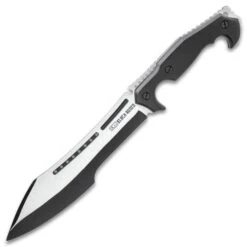 Black Ronin Stealth Machete And Sheath - Stainless Steel Blade, Black And Satin Finish, Wooden Handle - Length 16" -Knife Series Shop F17 UC3396