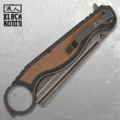 Black Ronin Straight Razor Pocket Knife - 3Cr13 Stainless Steel Blade, ABS And TPR Handle, Assisted Opening - Closed 7” -Knife Series Shop F17 UC3416