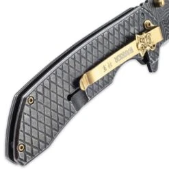 Shadow Warrior Assisted Opening Pocket Knife | DamascTec Steel Blade | Black And Gold -Knife Series Shop F19 BK3530