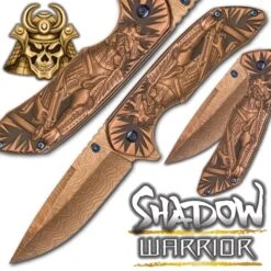 Shadow Warrior Assisted Opening Pocket Knife | DamascTec Steel Blade | Gold And Blue 9 Shadow Warrior Assisted Opening Pocket Knife | DamascTec Steel Blade | Gold And Blue -Knife Series Shop F19 BK3534
