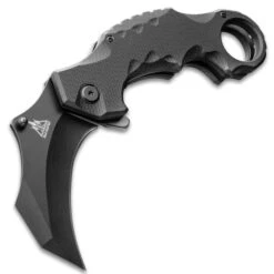 Delta Defender Assisted Opening Black Karambit Knife - Stainless Steel Blade, Non-Reflective Coating, G10 Handle Scales, Pocket Clip -Knife Series Shop F19 BK4267