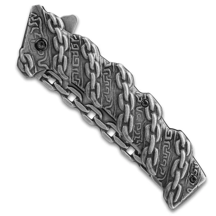 Havoc Chain Link Assisted Opening Pocket Knife - Stainless Steel Blade, Stainless Steel Molded Handle, Pocket Clip 5 Havoc Chain Link Assisted Opening Pocket Knife - Stainless Steel Blade, Stainless Steel Molded Handle, Pocket Clip - Image 5