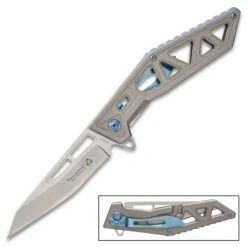 Rampage Tailwind Skeletonized Pocket Knife - Stainless Steel Blade, Steel Handle, Ti-Coated, Ball Bearing Opening, Pocket Clip -Knife Series Shop F19 BK5138