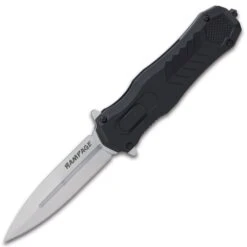 Rampage Faux OTF Knife - Stainless Steel Blade, Textured TPU Handle, Liner Lock, Pocket Clip, Glassbreaker -Knife Series Shop F19 BK5460