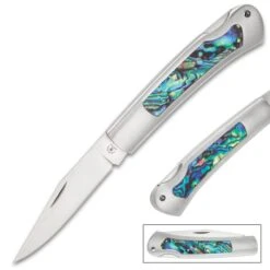 Kissing Crane Genuine Abalone And Stainless Pocket Knife 9 Kissing Crane Genuine Abalone And Stainless Pocket Knife -Knife Series Shop F19 KC5505