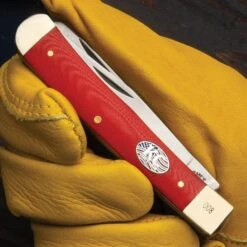 Kissing Crane Red American Series Trapper Knife - Stainless Steel Blades, G10 Handle Scales, Nickel Silver Bolsters -Knife Series Shop F19 KC5860