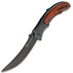 Shinwa Shinigami Bloodwood Pocket Knife - 3Cr13 Stainless Steel Blade, Bloodwood Handle Scales, Pocket Clip -Knife Series Shop F19 KZ1122
