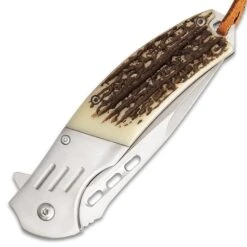 Ridge Runner Faux Stag Antler Assisted Opening Hunting Pocket Knife - Length 8 1/2" -Knife Series Shop F19 RR827