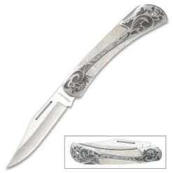 Timber Wolf Gentleman’s Pearl Pocket Knife - Lock Back, Stainless Steel Blade, Genuine Pearl Inlays, Nickel Silver Bolsters -Knife Series Shop F19 TW1162