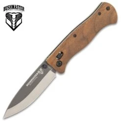 Bushmaster Explorer Pocket Knife - S35V Steel Blade, Zebra Wood Handle Scales, Ball Bearing Pivot Lock - Closed 4 3/8” -Knife Series Shop F19 UC3441