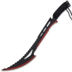 Havoc Red Hunter Machete With Sheath - One-Piece Stainless Steel Construction, Cord-Wrapped Handle, Two-Toned Finish - Length 23 3/4” -Knife Series Shop F43 BK5441