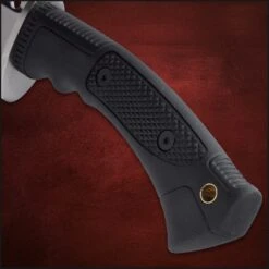 Honshu Boshin Kukri With Genuine Leather Belt Sheath - Full Tang 19 5/8" Gurkha Machete Fixed Blade - 7Cr13 Stainless Steel - Blood Groove, Cut-Outs - Textured, Molded TPR Handle - Lanyard Hole -Knife Series Shop F46 UC3241