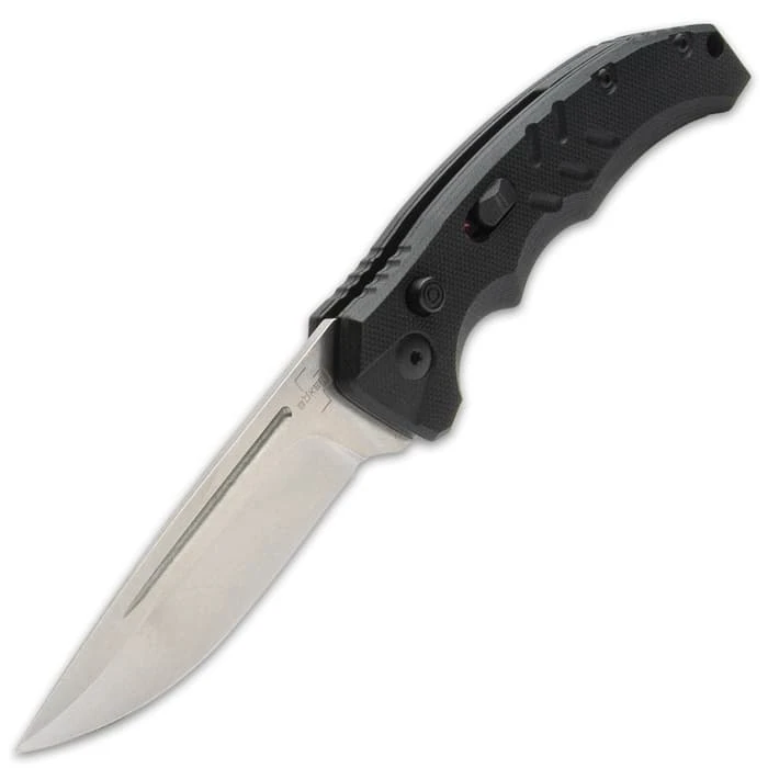 Boker Plus Black Intention Pocket Knife - D2 Tool Steel Blade, G10 Handle, Push Button Opening, Slide Lock - Length 7 4/5” 6 Boker Plus Black Intention Pocket Knife - D2 Tool Steel Blade, G10 Handle, Push Button Opening, Slide Lock - Length 7 4/5” - Image 6