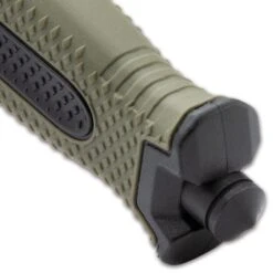 SOA Olive Drab Tactical Fixed Blade Knife And Sheath - Stainless Steel Blade, TPR Handle, Glassbreaker - Length 9 1/2” -Knife Series Shop G17 BK5546