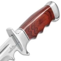 Gil Hibben Legionnaire Bowie Knife II With Leather Belt Sheath - 7Cr17 Stainless Steel Blade, Dark Brown Pakkawood Handle, Stainless Steel Guard And Pommel -Knife Series Shop G17 GH5068