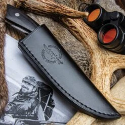 Hibben Legacy Skinning Knife With Sheath - 5Cr15 Stainless Steel Blade, Pakkawood Handle, Finger Ring - Length 8” -Knife Series Shop G17 GH5105