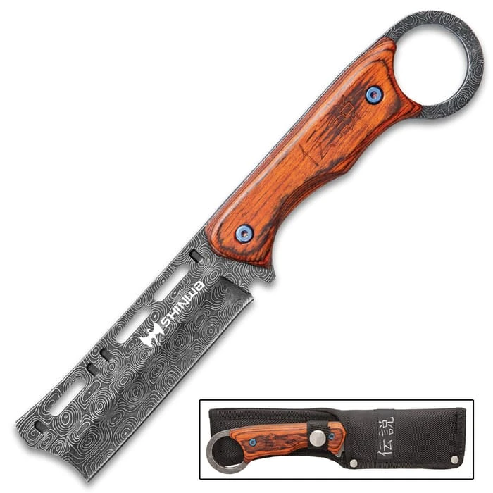 Shinwa Bloodwood Cleaver Knife With Sheath - 3Cr13 Stainless Steel Blade, Full-Tang, Pakkawood Handle Scales - Length 9” 6 Shinwa Bloodwood Cleaver Knife With Sheath - 3Cr13 Stainless Steel Blade, Full-Tang, Pakkawood Handle Scales - Length 9” - Image 6