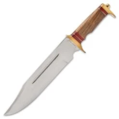 Timber Wolf Canberra Bowie Knife And Sheath - Stainless Steel Blade, Wooden Handle, Brass Pommel And Guard - Length 17” -Knife Series Shop G17 TW1046