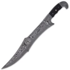 Timber Wolf Shah Machete And Sheath - Damascus Steel Blade, Damascus Steel Handle, Walnut Wood Handle - Length 17” -Knife Series Shop G17 TW842