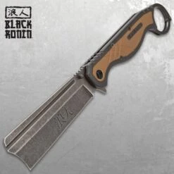 Black Ronin Straight Razor Pocket Knife - 3Cr13 Stainless Steel Blade, ABS And TPR Handle, Assisted Opening - Closed 7” -Knife Series Shop G17 UC3416