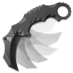 Delta Defender Assisted Opening Black Karambit Knife - Stainless Steel Blade, Non-Reflective Coating, G10 Handle Scales, Pocket Clip -Knife Series Shop G19 BK4267